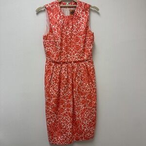 Tory Burch Shift Dress Silk And Cotton Mix Coral Size 0‎